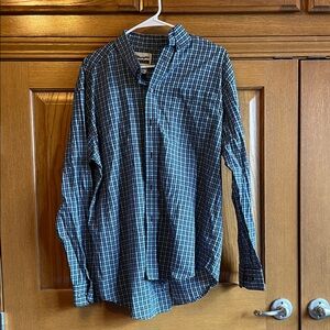 Wrangler Men's Navy Plaid Button Down Shirt